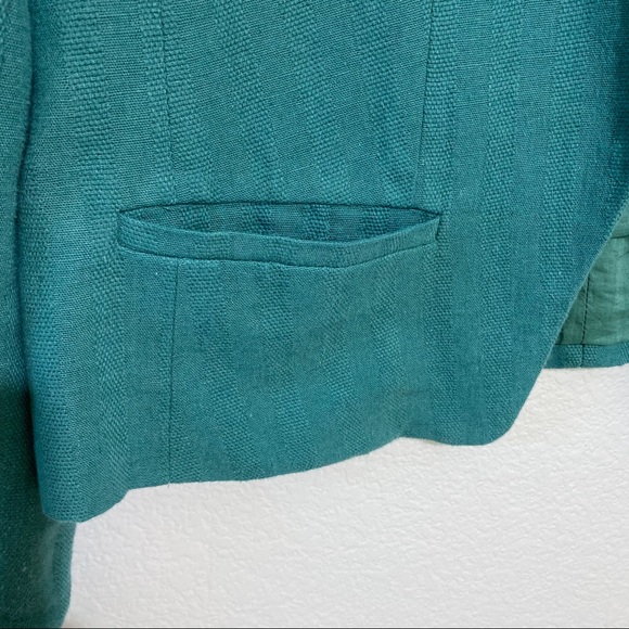 Loft Green Open Front Linen Blend Blazer Size 10 - Picture 3 of 7